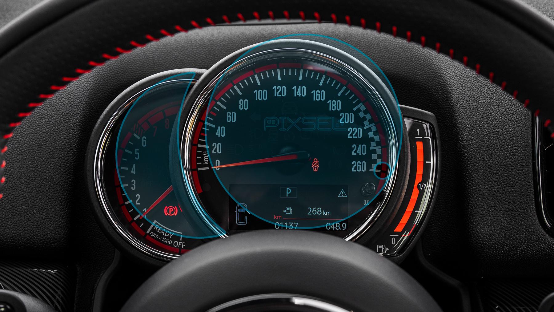 Защитное стекло Pixsel гибридное матовое на панель приборов Mini COUNTRYMAN-7,6" 2017-2020