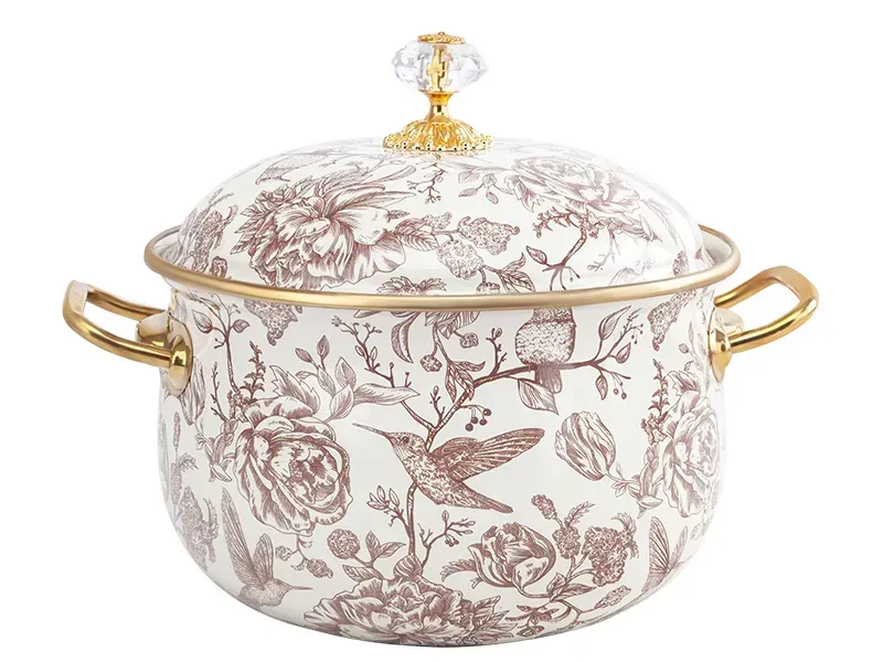 Кастрюля эмалированная Elmani с крышкой 20 см