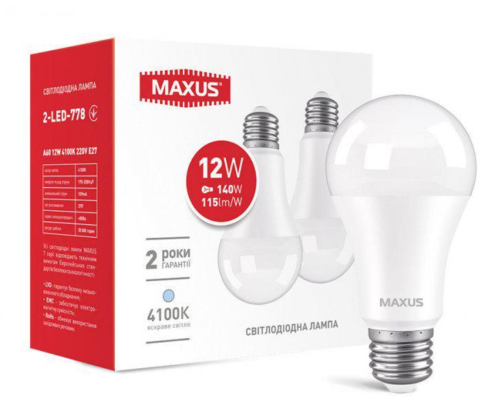 Набір світлодіодних ламп Maxus A60 12W 4100K 220V E27 (27829934)