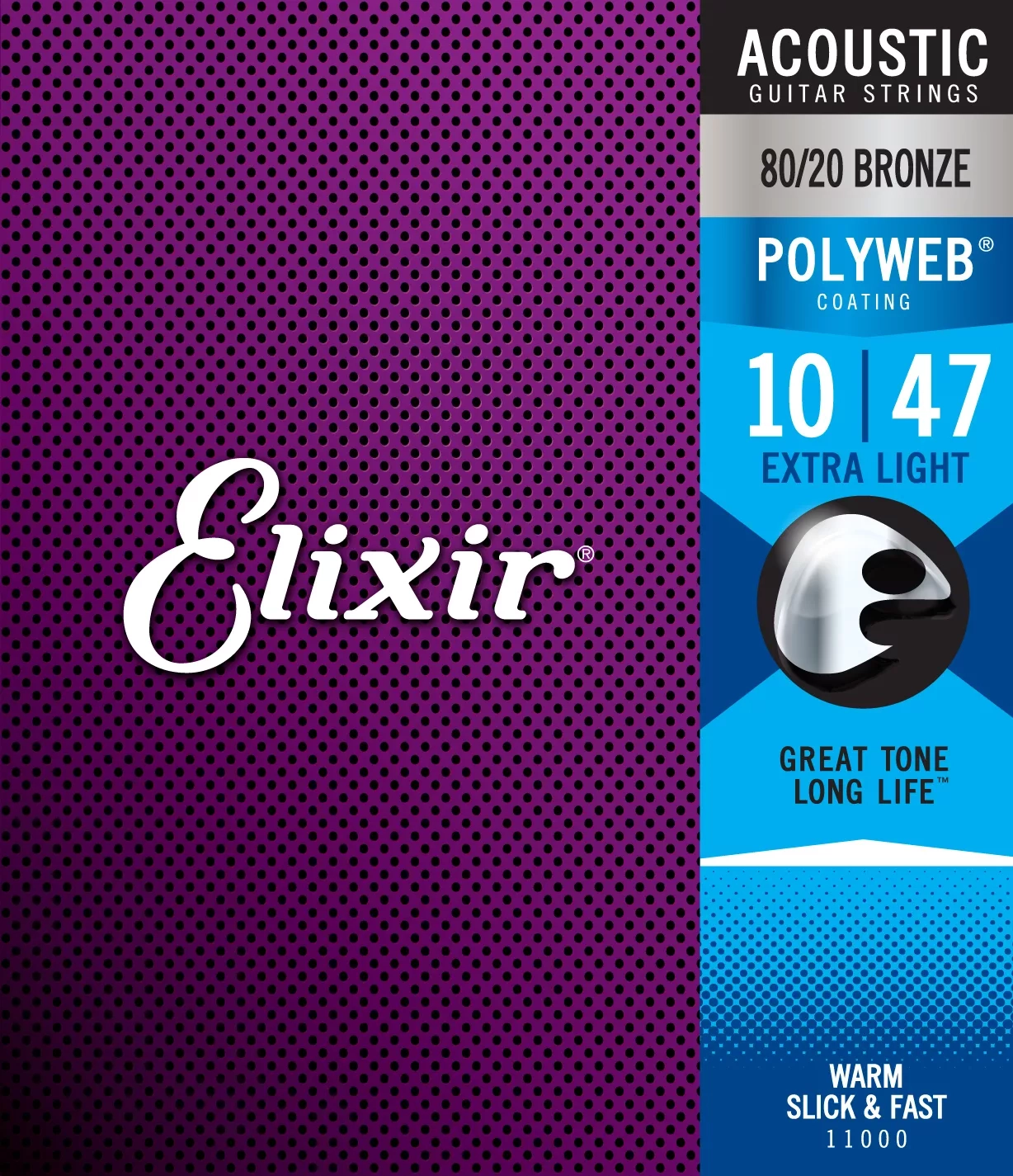Струны для акустической гитары Elixir Polyweb 80/20 11000 Bronze (10-47)