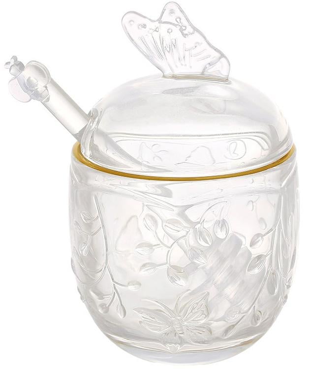 Банка стеклянная Butterfly с крышкой и ложкой-буловой 250 мл