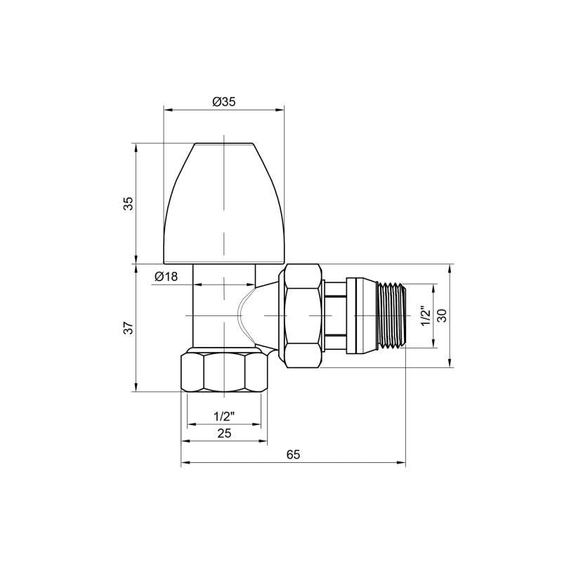 Кран радиаторный SD Plus Classiс SD228W15 1/2" угловой с ручкой с антипротечкой (VD00035550) - фото 2