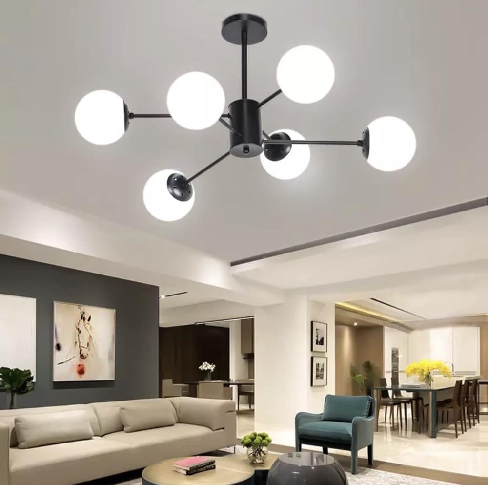 Люстра мінімалістична на 6 білих матових плафонів (CD 111/6 BK) - фото 1 Люстра мінімалістична на 6 білих матових плафонів (CD 111/6 BK) - фото 1