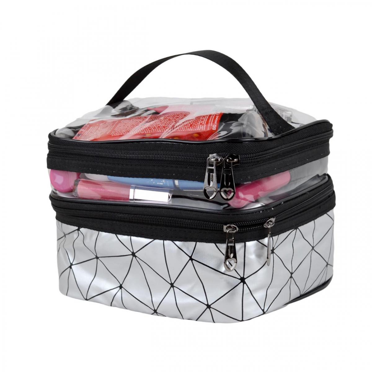 Дорожная косметичка-органайзер Geometric с двойным отделением и ручкой (ОКД-17-4)
