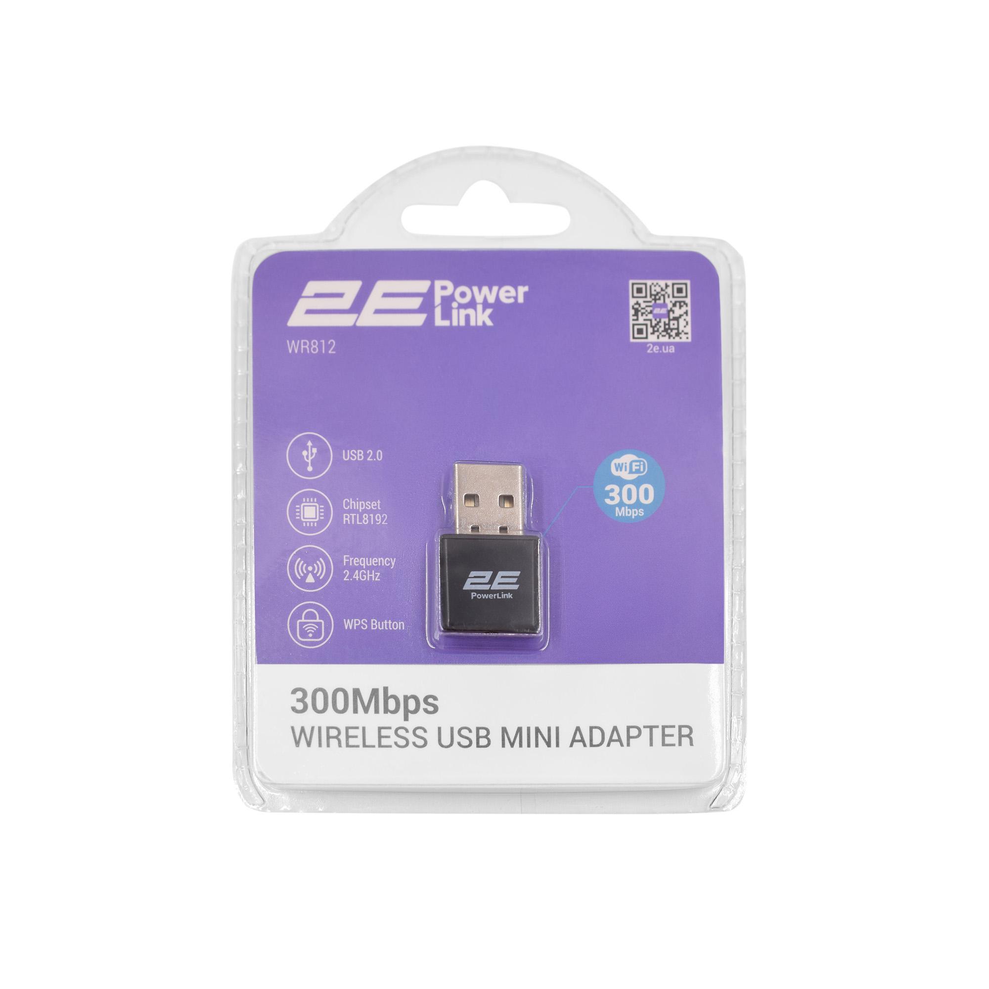 Адаптер Wi-Fi 2E PowerLink WR812 N300 USB 2.0 Черный (ERC-2E-WR812) - фото 4