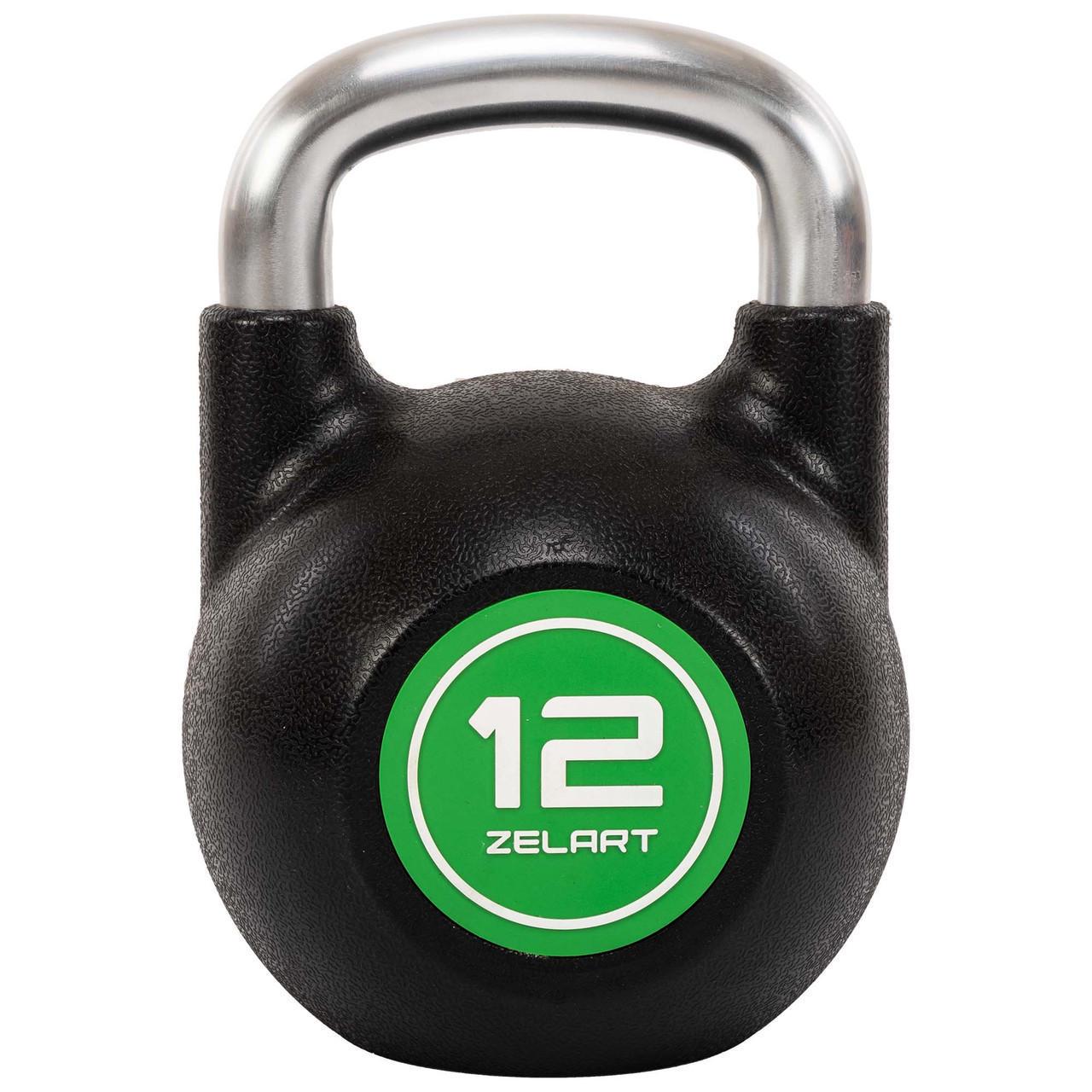 Гиря соревновательная цельная Zelart TA-4756-12 чугунная с CPU покрытием и хромированной ручкой 12 кг Черный (2858292323)