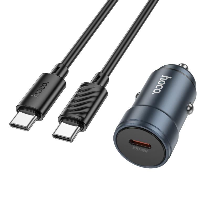 Зарядное устройство для телефонов Hoco Z57 Glorious single-port PD30W car charger set C-C Metal Gray (24835)