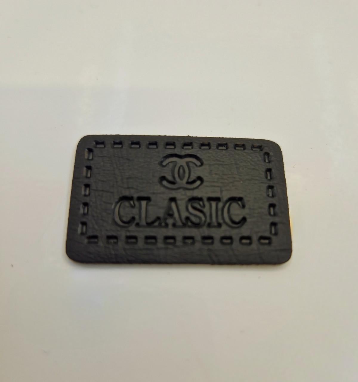 Нашивка пришивная кожаная CLASIC 4 см Черный (2221823209)