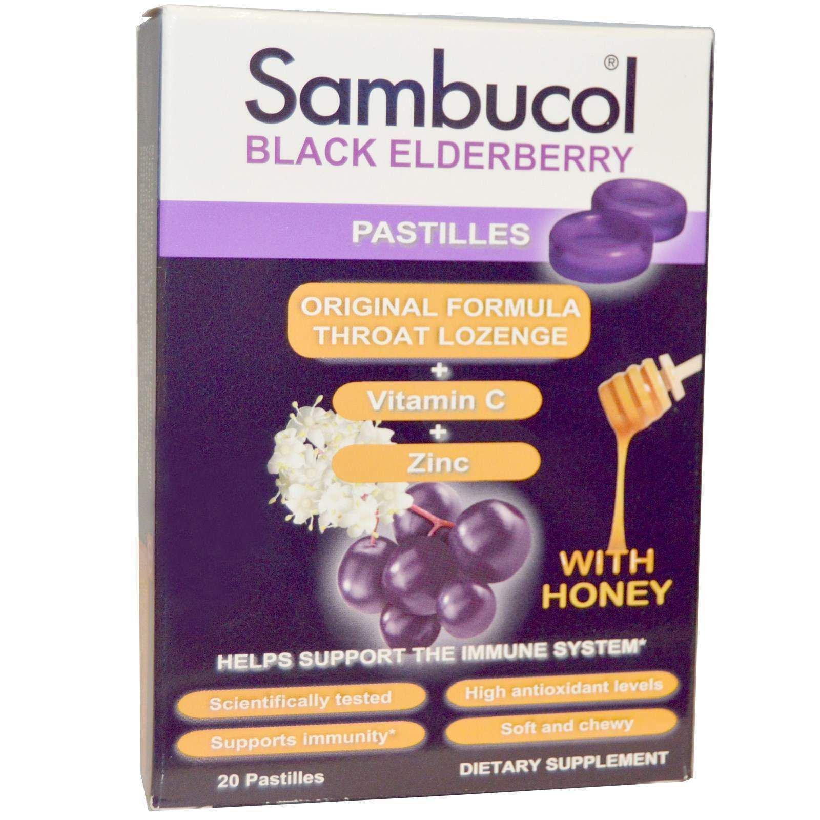 Добавка натуральная Black Elderberry Pastilles with Honey 20 pastilles