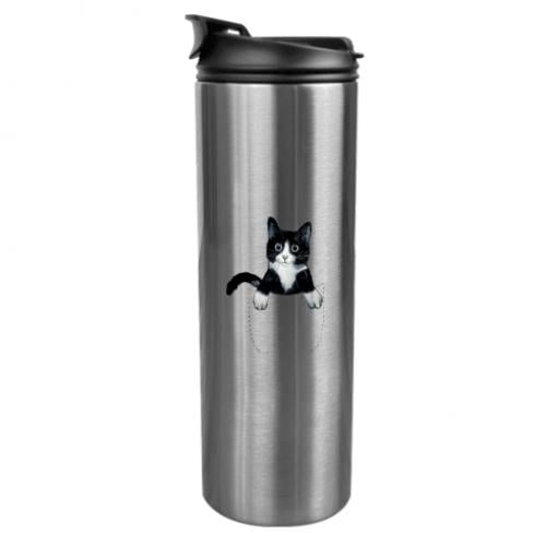 Термокружка Art cat in your pocket Серебряный (3678272-49-100554) - фото 1