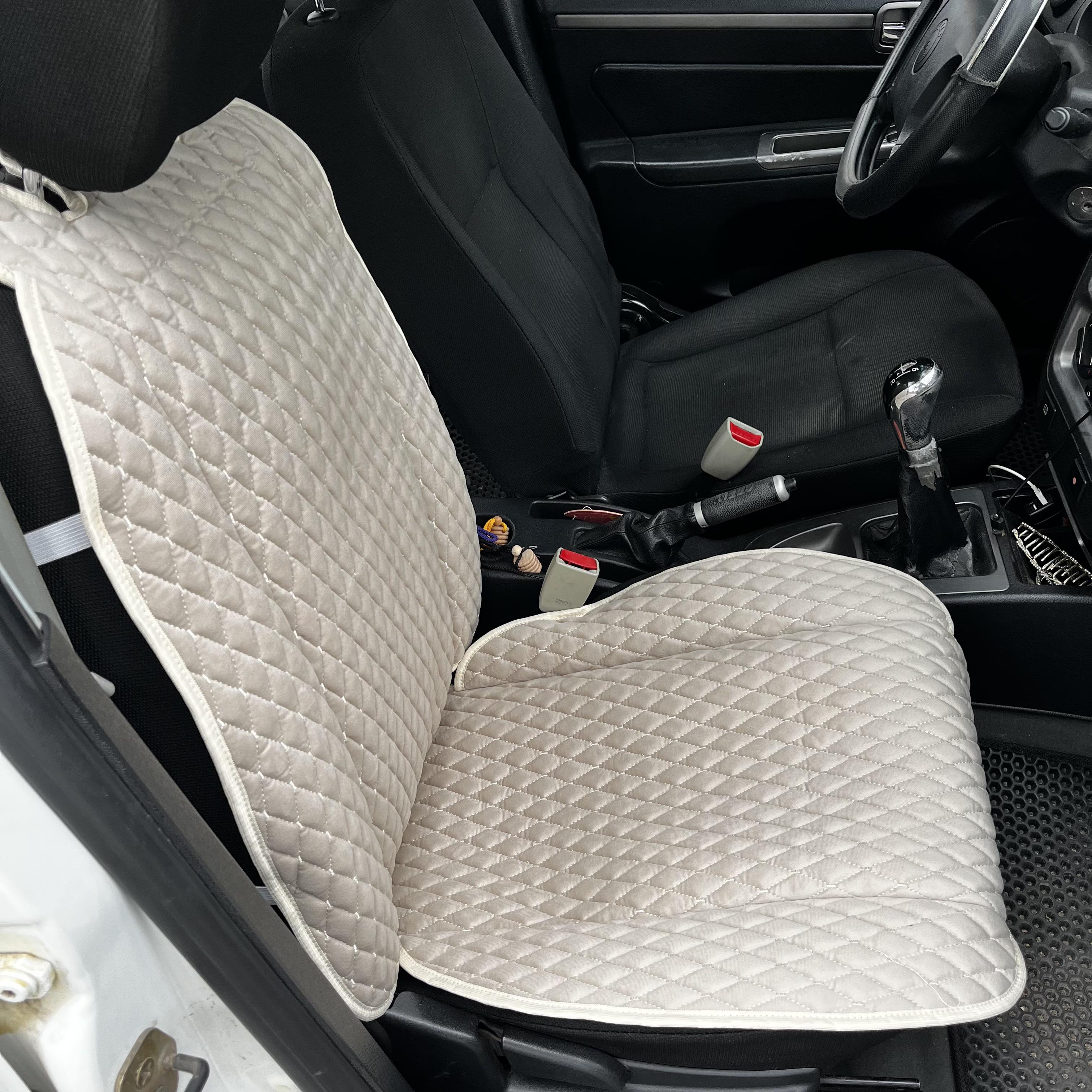 Накидка універсальна на переднє сидіння авто з алькантари 1 шт. Бежевий - фото 2