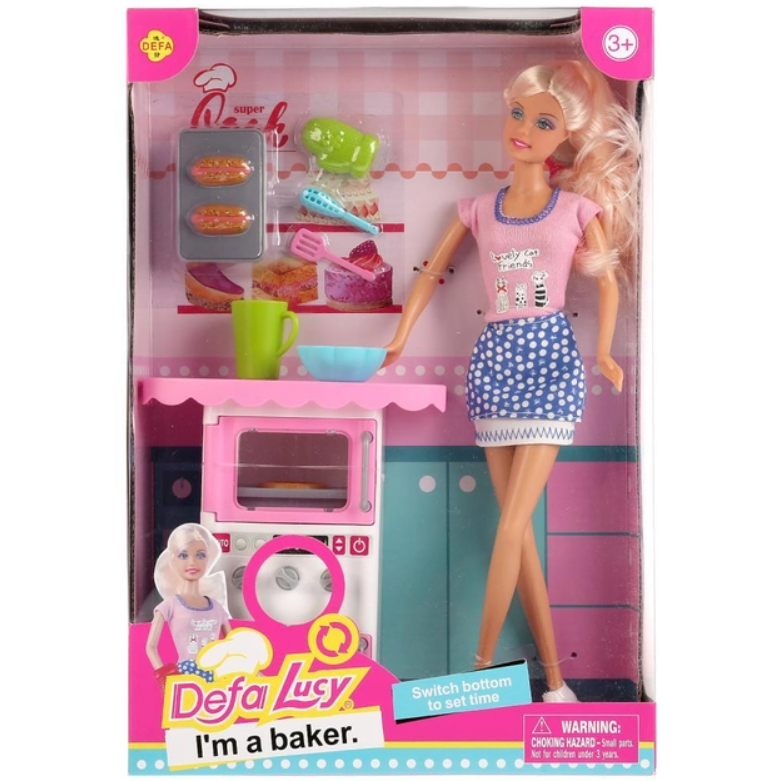 Кукла Defa с кухней посудой и аксессуарами 29 см (8421)