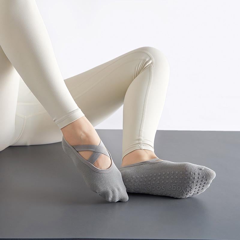Носки для йоги и пилатеса Yoga socks с закрытыми пальцами нескользящие Серый (YS-02-GR)
