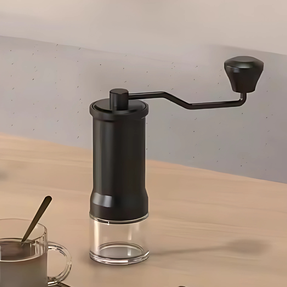 Кавомолка ручна механічна з жорнами з нержавіючої сталі 5 ступенів регулювання помелу Чорний (KMDJ-B)