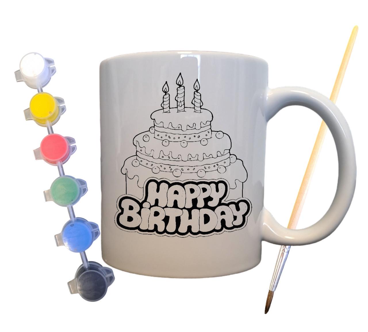 Набор для творчества кружка раскраска С Днем рождения 330 мл Белый (КР0061)