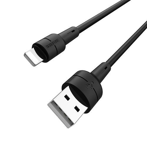 Кабель Borofone BX30 Silicone Lightning USB 2,4 A 1 м Black (554700) Кабель Borofone BX30 Silicone Lightning USB 2,4 A 1 м Black (554700)