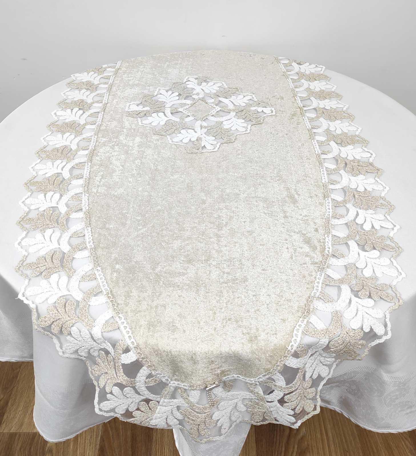 Дорожка велюровая с кружевом Acme 70x160 см Amora Gold (CN13228)