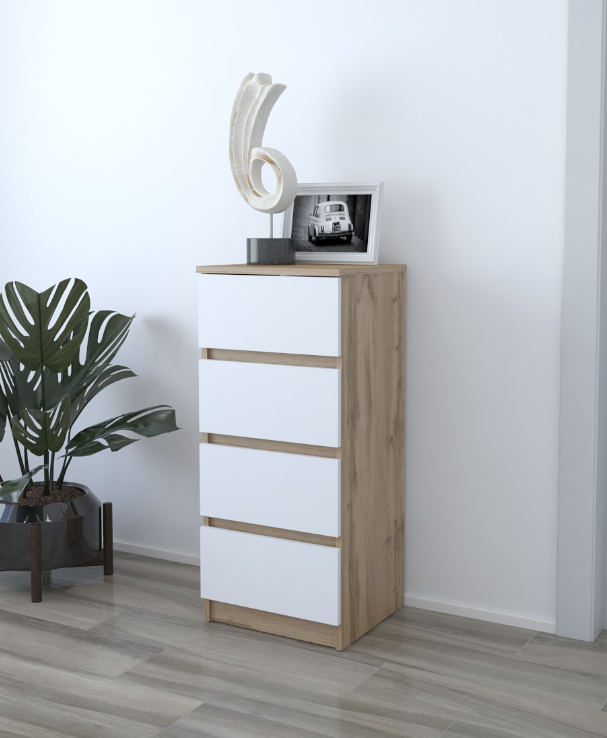 Комод на 4 ящика без ручек Lusi 400х370х900 мм Дуб Аппалачи/Белый - фото 1