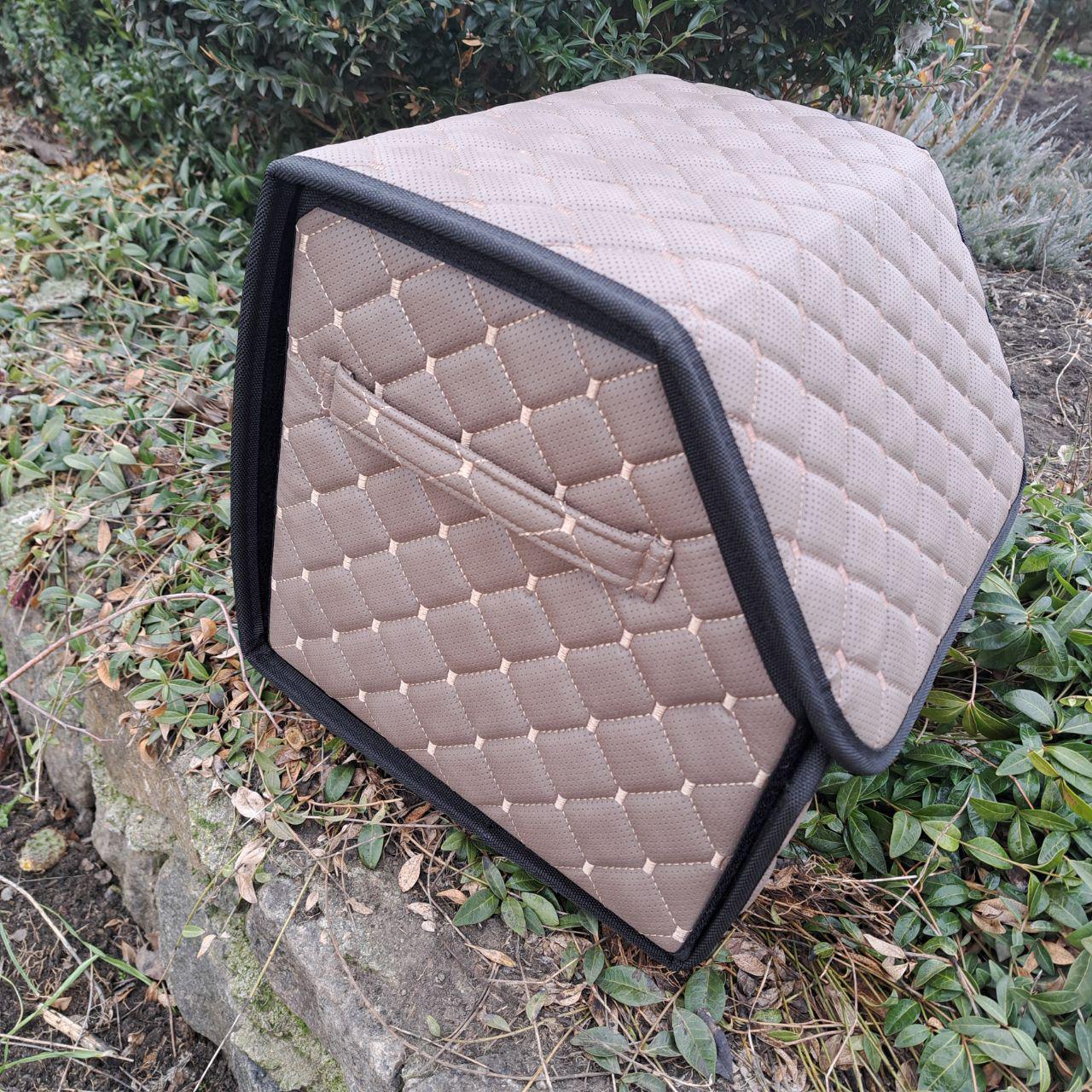 Органайзер автомобильный в багажник с перфорированной эко-кожи S 35x30x30 см Светло-коричневый (08291bf2) - фото 3