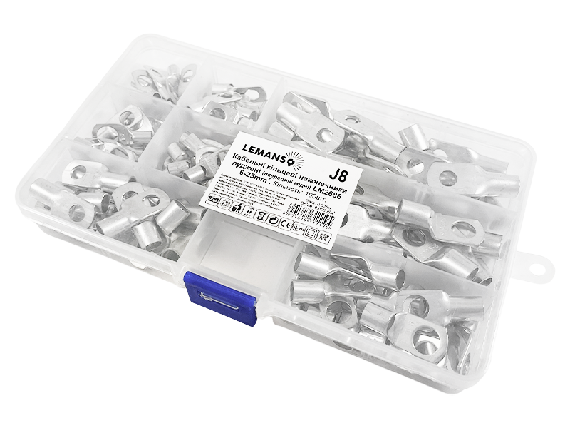 Наконечники кабельные кольцевые Lemanso LM2686 медь луженая 6-25 кв. мм 100 шт. (8641)