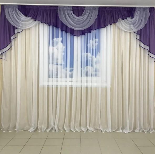 Ламбрекен из шифона 3-3,5 м Фиолетовый (101)