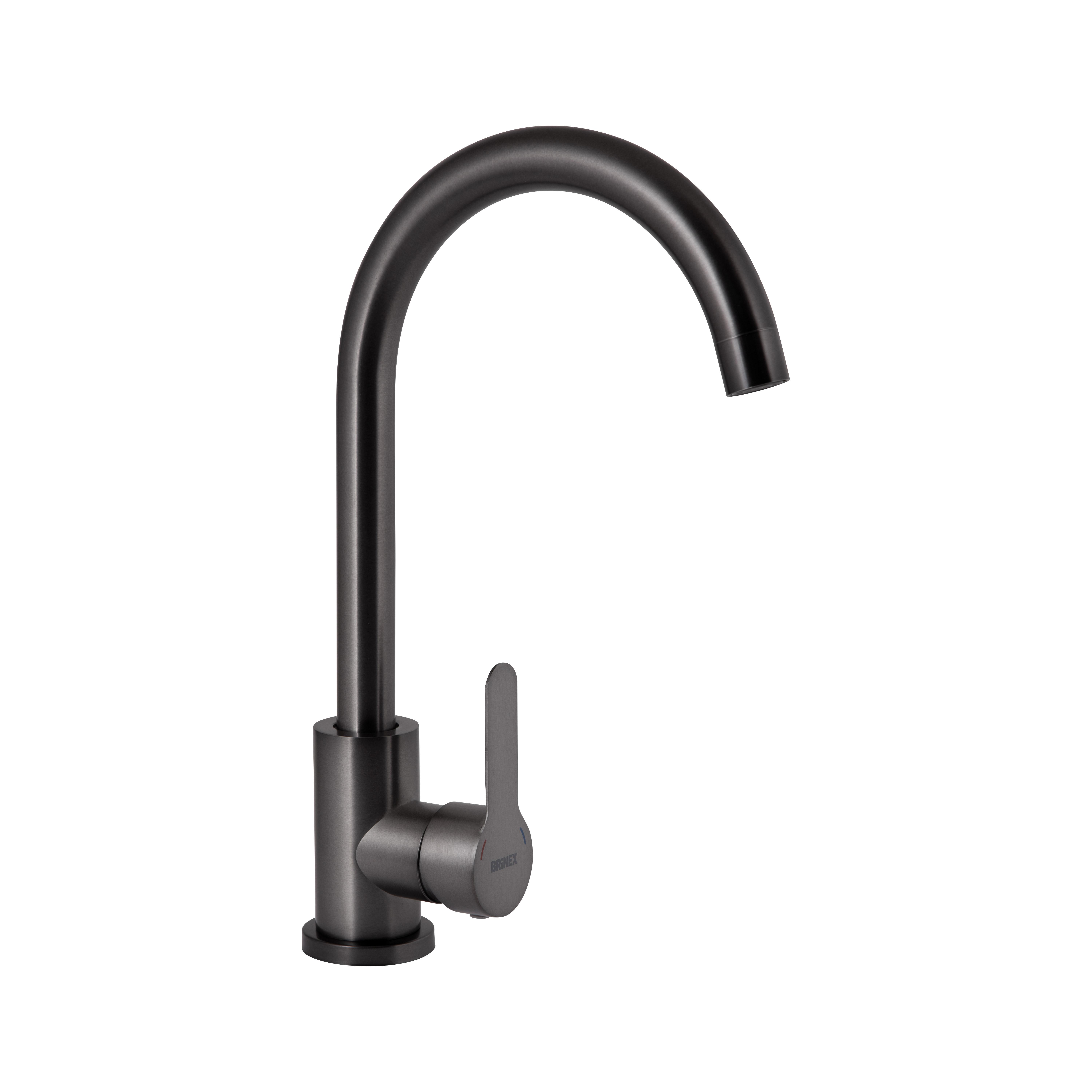 Смеситель для кухни Brinex Pure 015F U-образный Graphite (BRIPUR015FGRP)