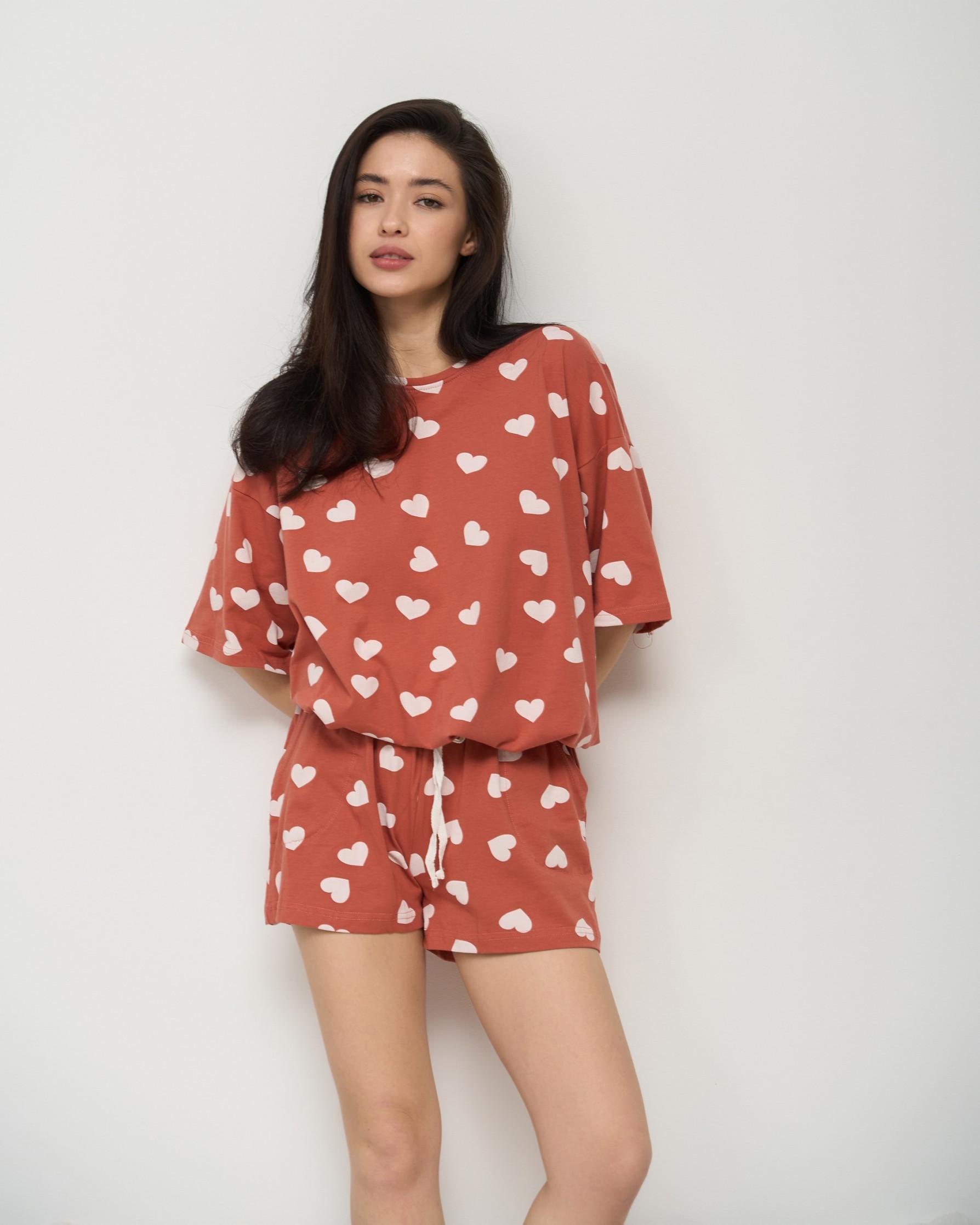 Комплект с шортиками футболка на завязках у сердечка L (60210_L)