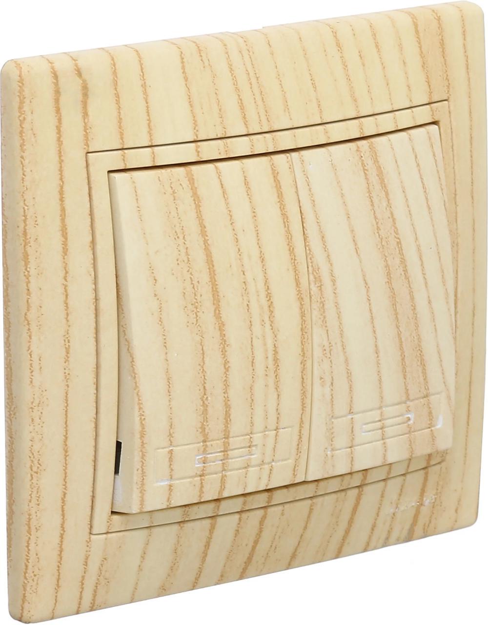 Выключатель двухклавишный Lezard Mira Дуб выбеленный (27548905)