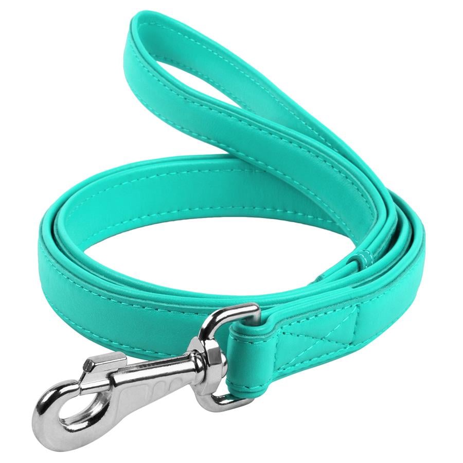Поводок для собак WAUDOG Glamour кожаный 122 см 25 мм Бирюзовый (56446)