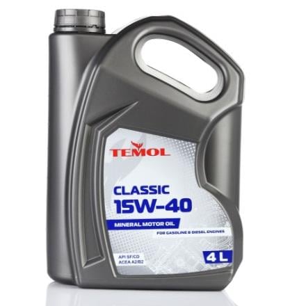 Моторное масло минеральное для легковых авто TEMOL Classic 15W-40 API SG/CD; ACEA A2/B2 4 л (99900064)