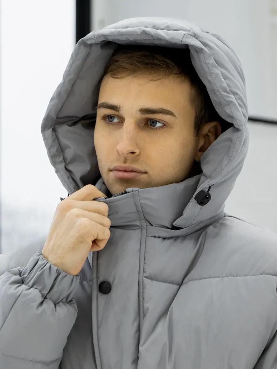 Куртка чоловіча зимова Oslo оверсайз дута S Світло-сірий (26516/1/1) - фото 3
