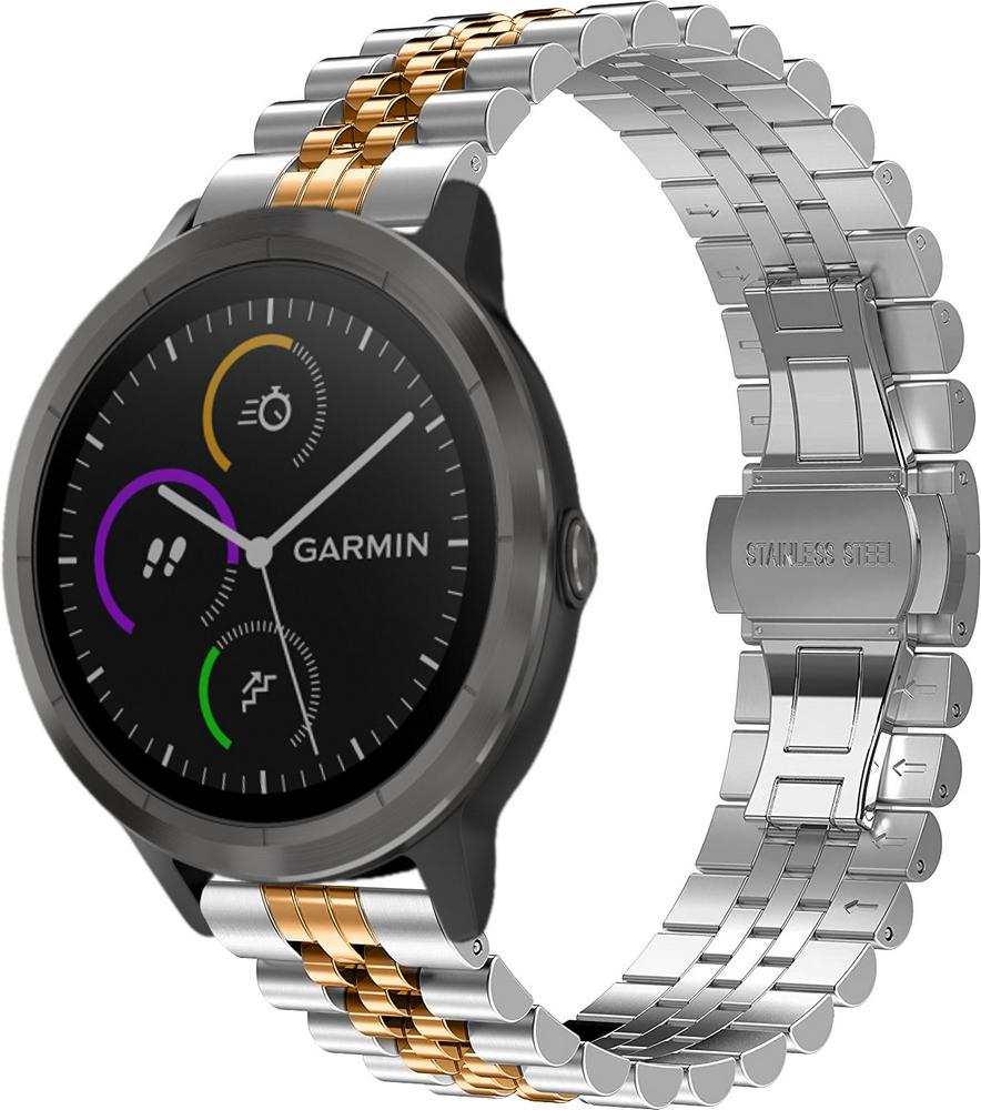 Браслет металлический Stech Line для Garmin Vivoactive 3 Silver/Rose (27035-68)