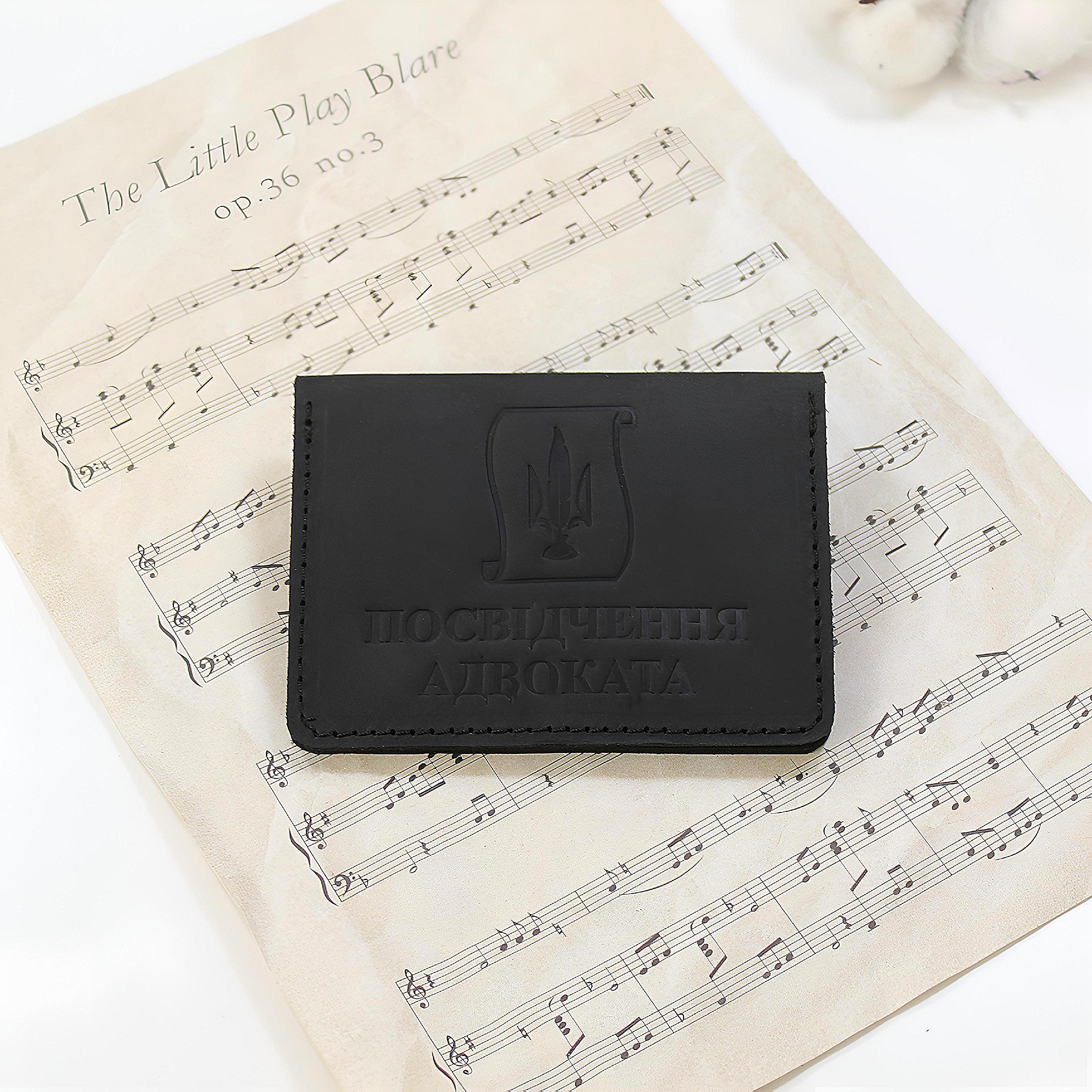 Обложка на удостоверение адвоката из натуральной кожи Crazy Horse Черный (ОАЛ1)