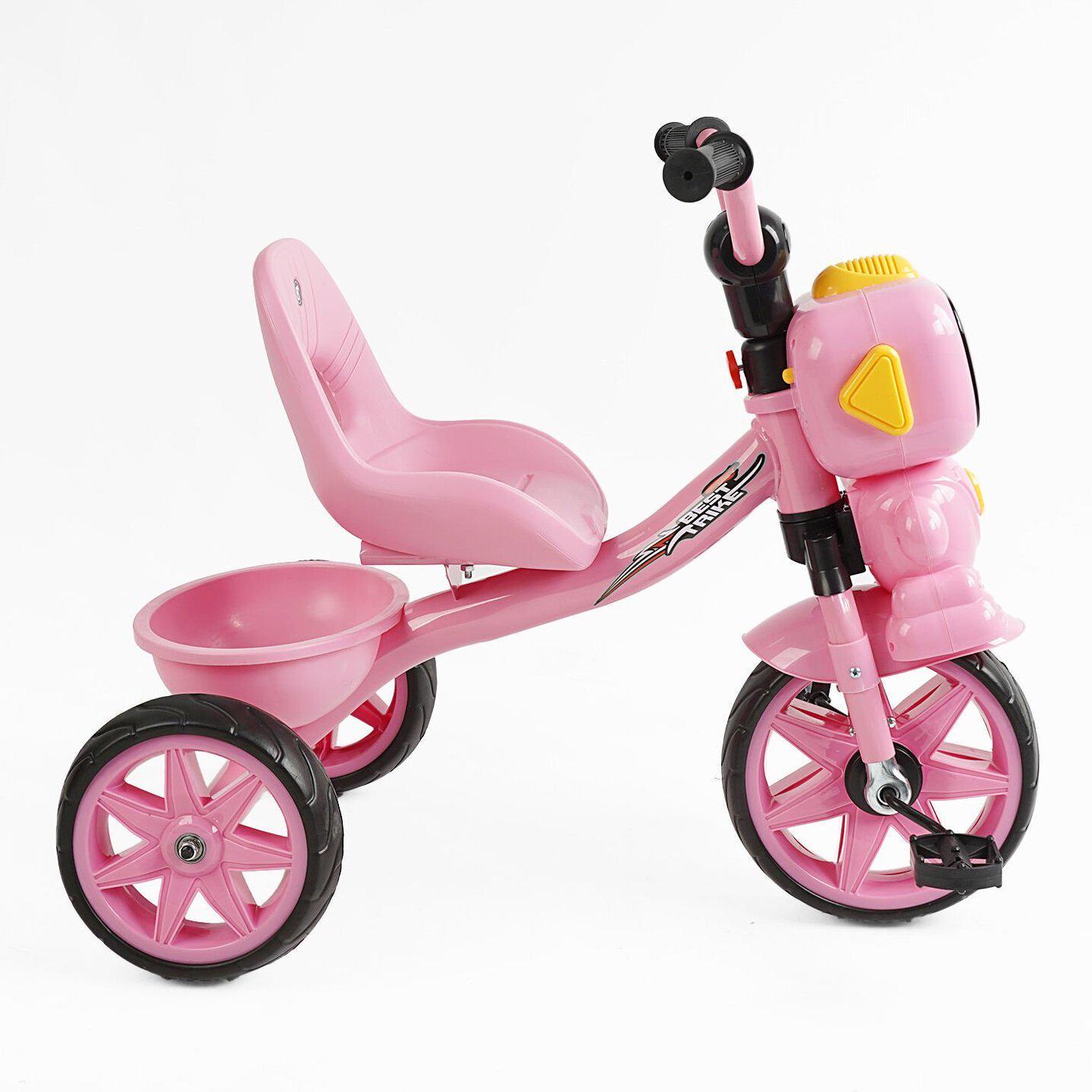 Дитячий триколісний велосипед без ручки Best Trike BS з фігуркою та кошиком Рожевий - фото 2 Дитячий триколісний велосипед без ручки Best Trike BS з фігуркою та кошиком Рожевий - фото 2