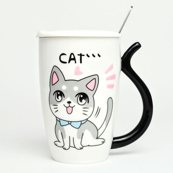 Кружка BonaDi Funny Cats 380 мл фарфора с крышкой/ложкой (927-229)