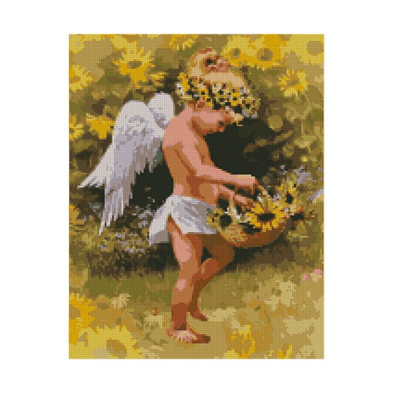 Алмазная мозаика FA40804 Ангел с корзиноц подсолнухов 40x50 см