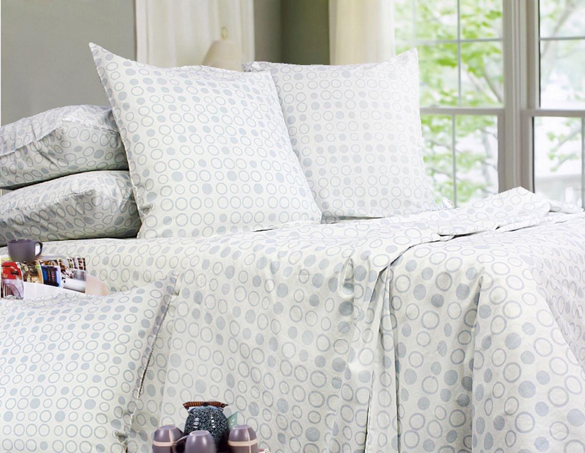 Комплект постельного белья двуспальный Еней-плюс Р0109 Белый/Серый