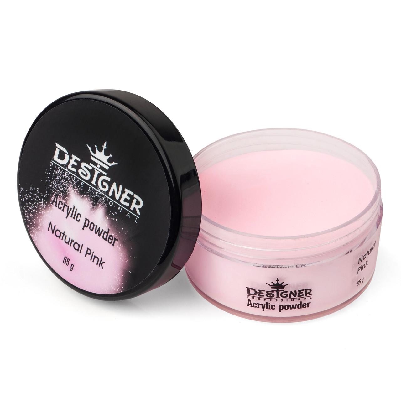 Акриловая пудра Дизайнер Acrylic powder для наращивания и укрепления ногтей 55 г. Natural Pink