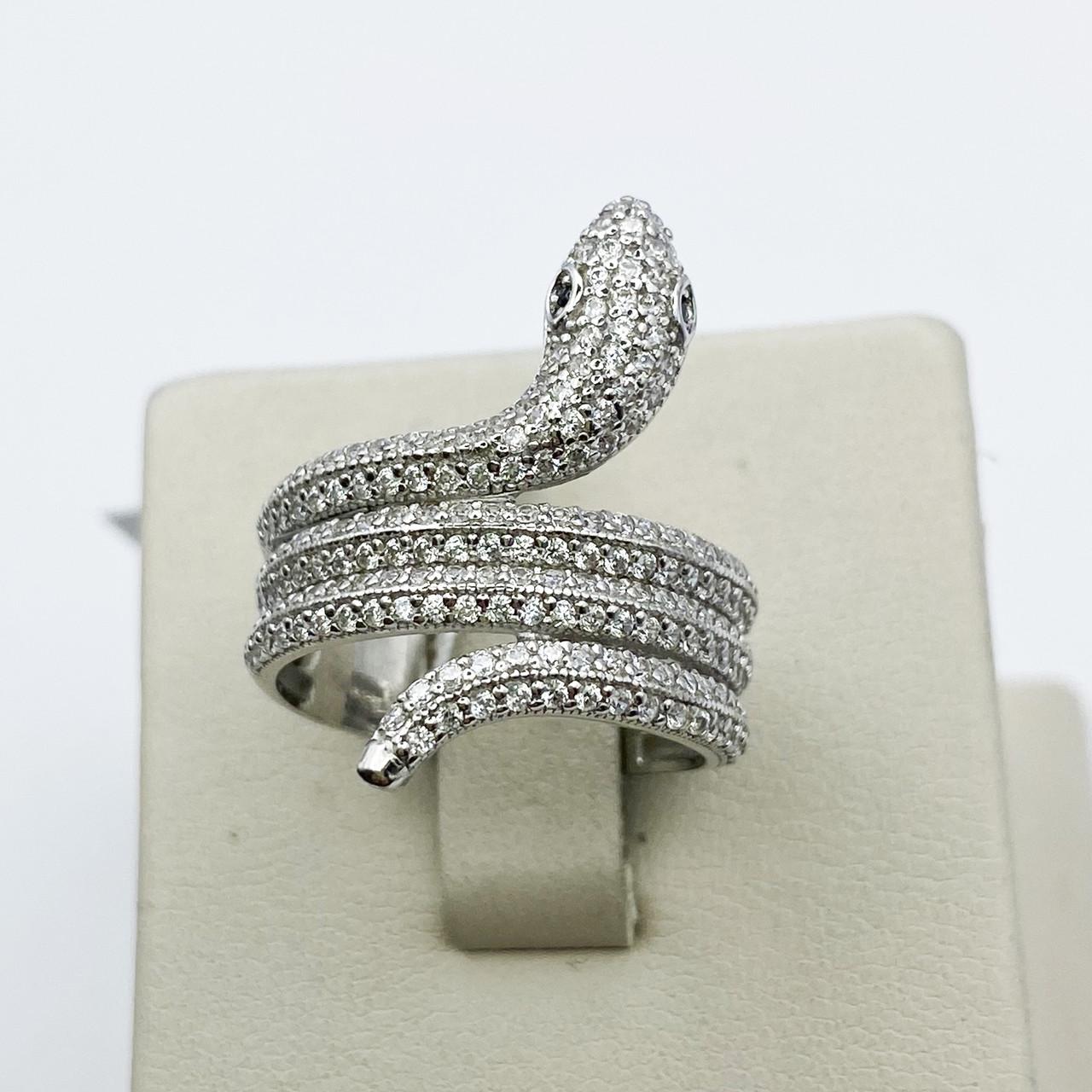 Кольцо серебряное Змея с кубическим цирконием р. 18 5,11 г (1932015818)