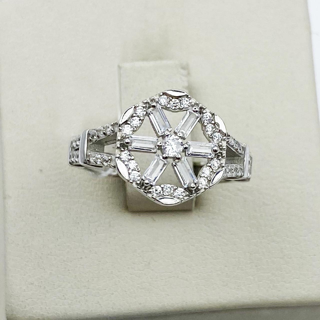 Кольцо серебряное Цветок с кубическим цирконием р. 17,5 2,99 г (1887218961)