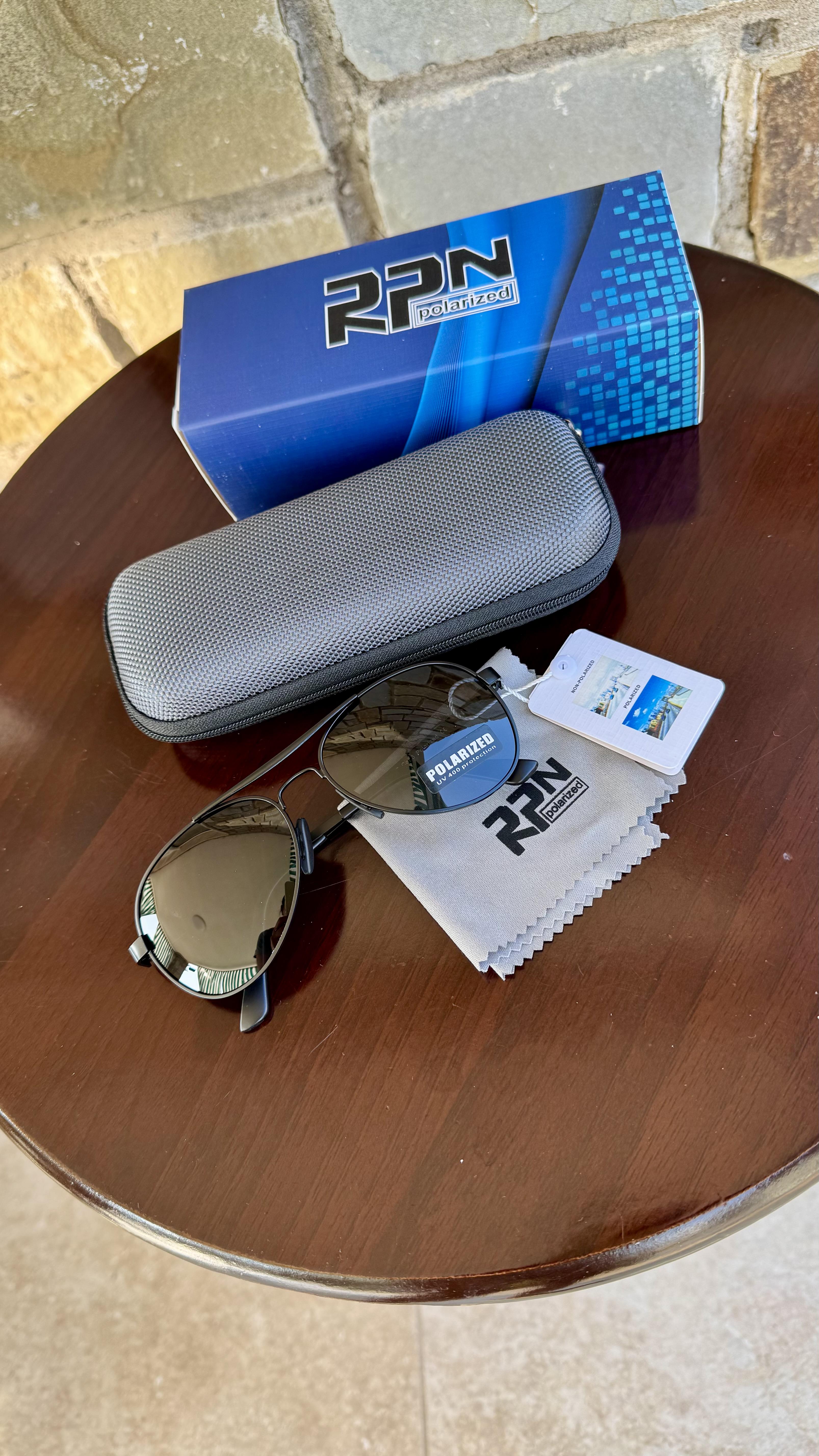 Солнцезащитные очки мужские Polaroid Aviator поляризационные антибликовые капля матовые Зелено-серый (eb59d0f7) - фото 3