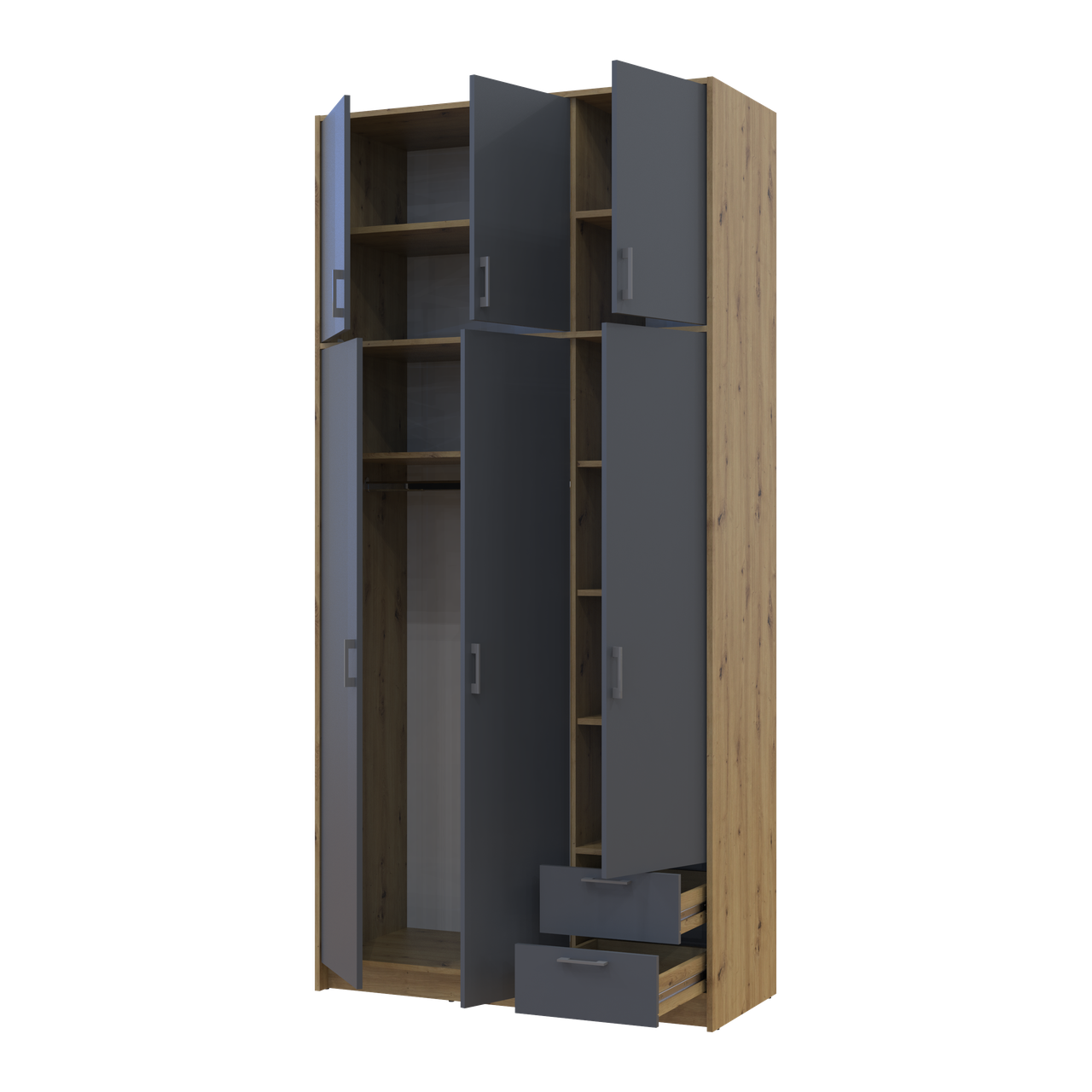 Антресоль висока Doros Ронді 3 ДСП 121х52х65 см Дуб Артізан/Графітовий (41516182) - фото 6 Антресоль висока Doros Ронді 3 ДСП 121х52х65 см Дуб Артізан/Графітовий (41516182) - фото 6