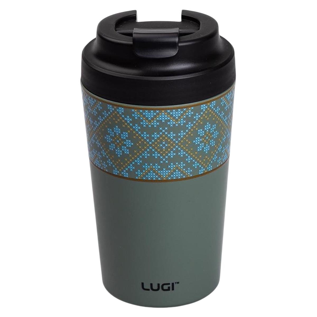 Термокружка Вишиванка з кришкою на защіпці 380 мл Сіро-зелений (HP-14-50GR) - фото 1 Термокружка Вишиванка з кришкою на защіпці 380 мл Сіро-зелений (HP-14-50GR) - фото 1