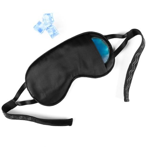 Маска для сна шелковая Чумацький Шлях с нескользящей резинкой и охлаждающим гелевым вкладышем Черный (1094-02)