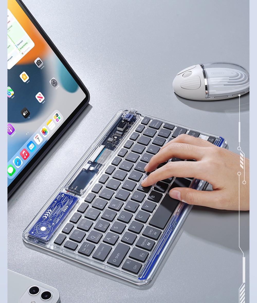 Клавиатура беспроводная универсальная Dux Ducis CK Series Keyboard Bluetooth 5.0 Transparent с подсветкой (6934913023198) - фото 5