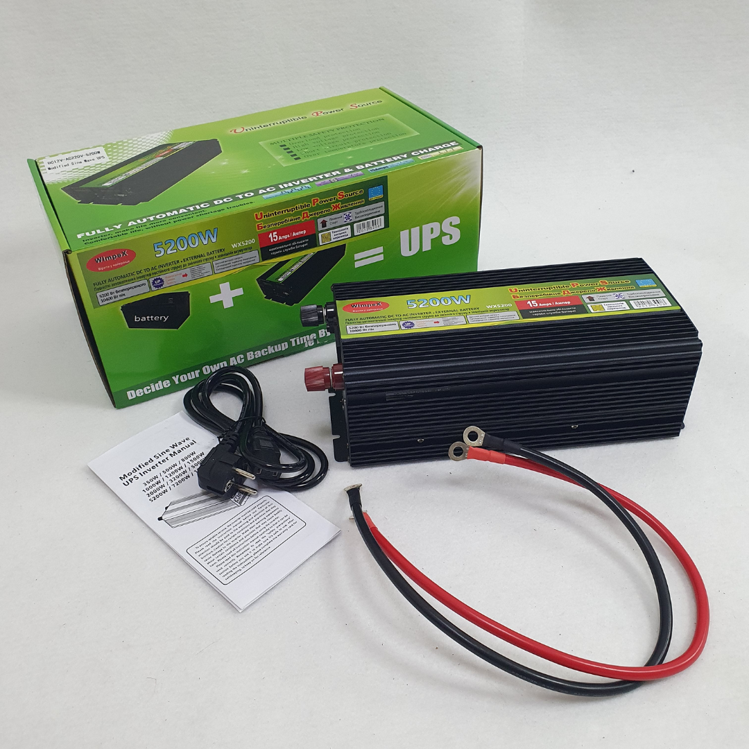 Автомобільний інвертор/перетворювач Wimpex Power Inverter 5200W DC/AC із захистом від перегріву WX-5200WА - фото 1 Автомобільний інвертор/перетворювач Wimpex Power Inverter 5200W DC/AC із захистом від перегріву WX-5200WА - фото 1