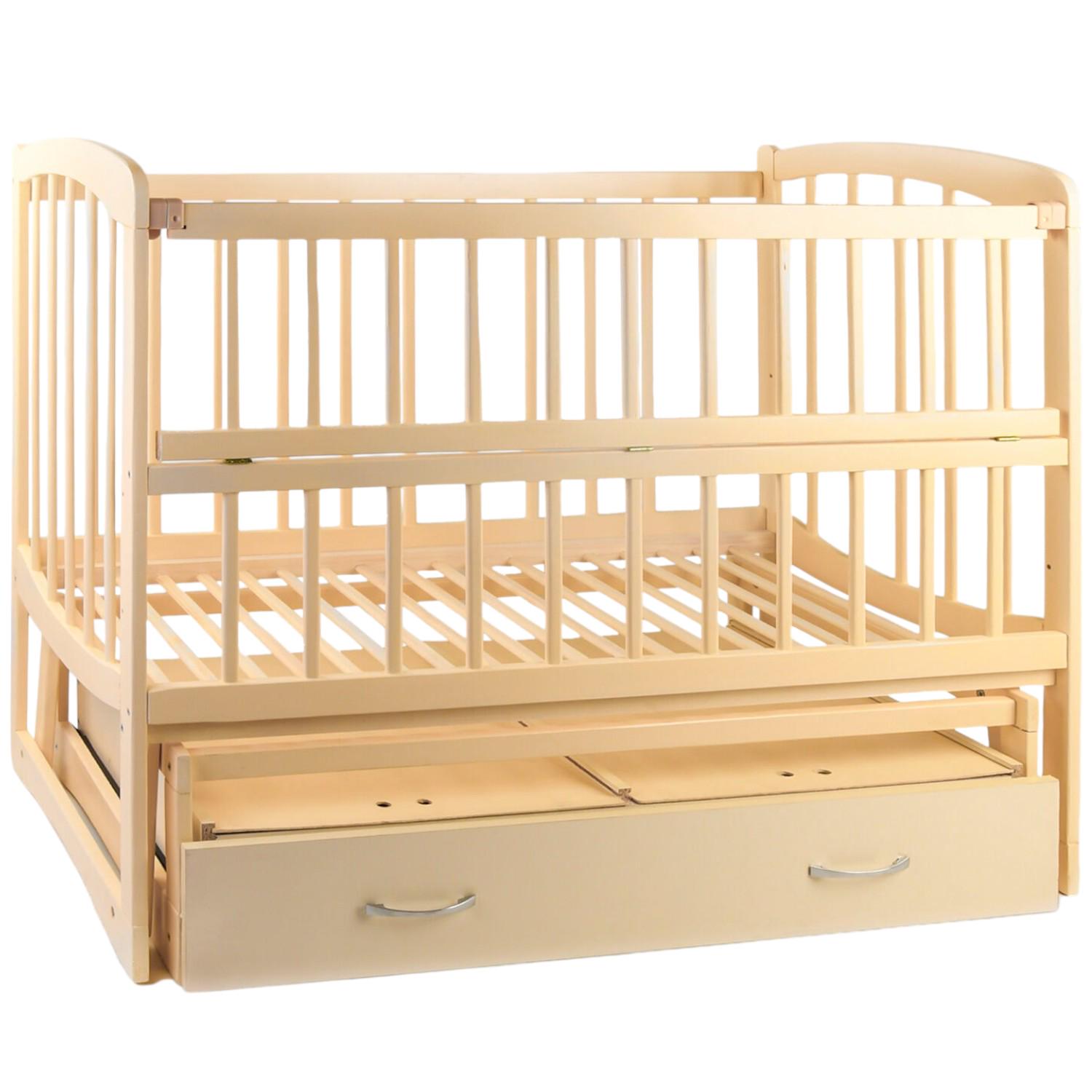 Детская кроватка маятник откидной борт и ящик A-Toys Комета Слоновая кость (00000041527)