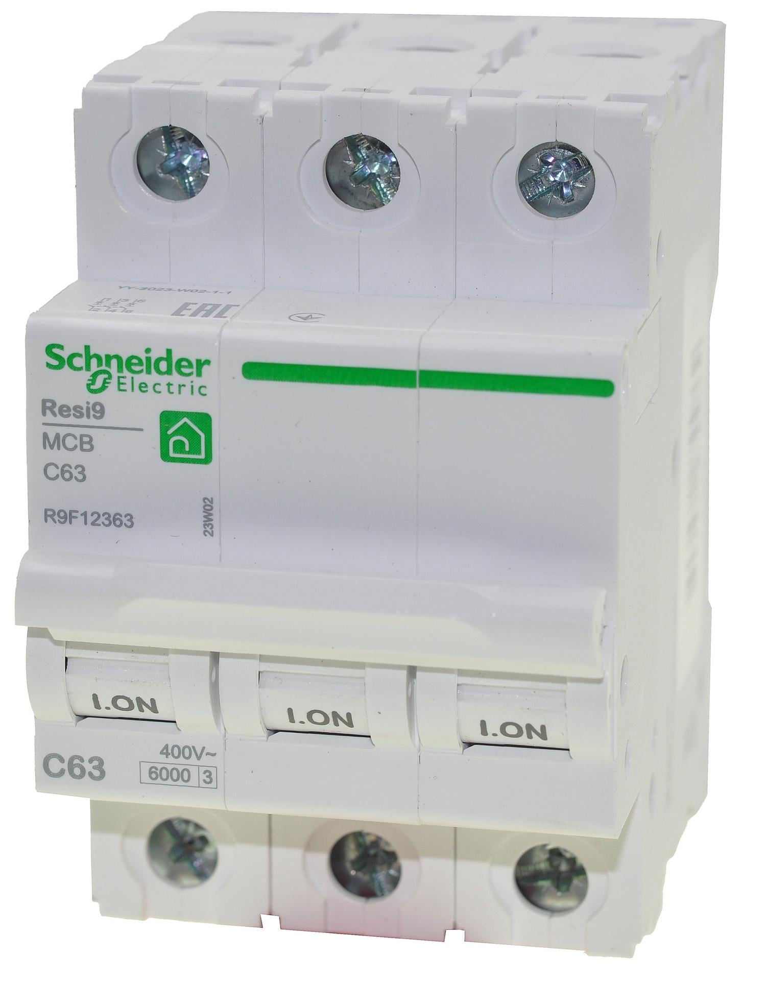 Автоматический выключатель Schneider Resi9 400V 63A C 6kA 3P (R9F12363)