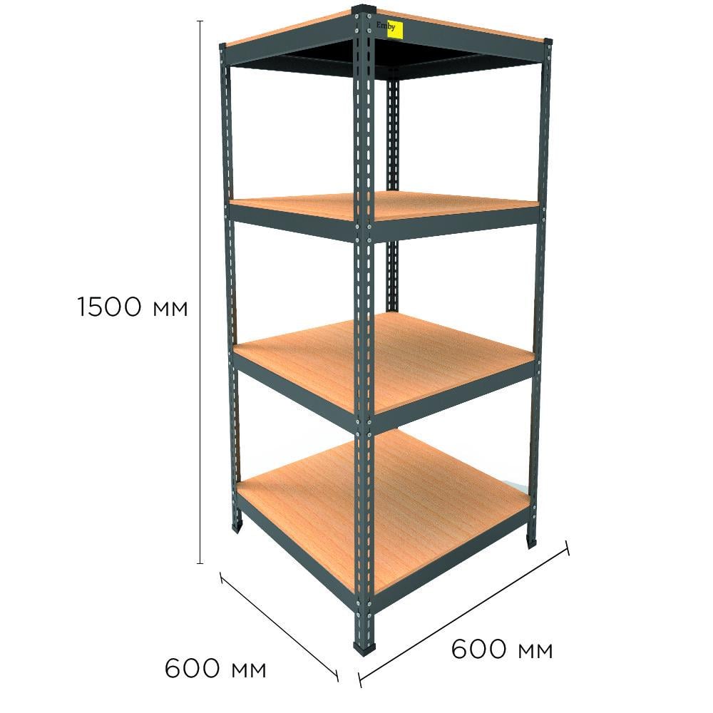 Стеллаж металлический MRL-1500 600x600 Черный (1733846253) - фото 2