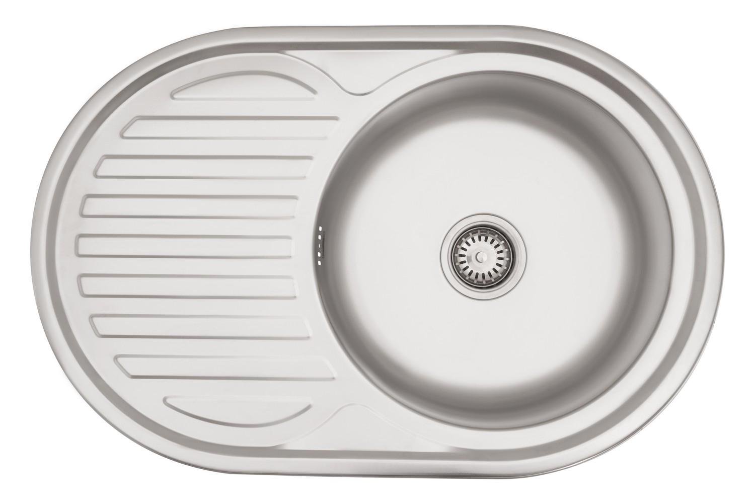 Мойка кухонная Kroner CV022787 из нержавеющей стали овальная 770x500 мм 0.6 мм (25956356)